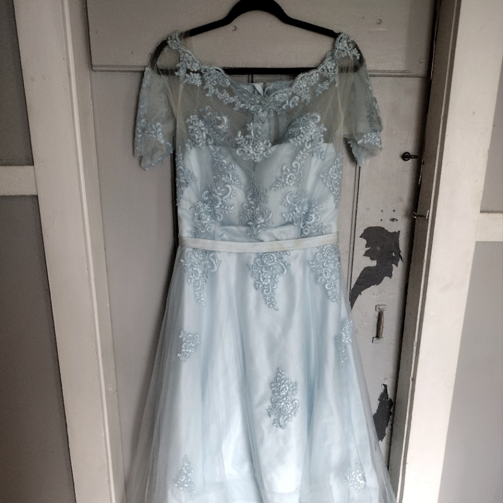 Blue Lace Bridesmaids Dress